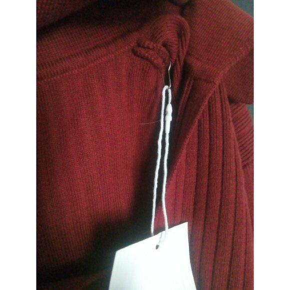 Maiora Red Ribbed Collared Long Sleeve Shirt NWT Woman's Casual Dress Top S/M - Picture 1 of 6